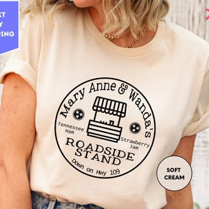 Mary Anne & Wanda's, stand au bord de la route, country mignon, t-shirt musique country, Earl devait mourir, confiture de fraises, jambon du Tennessee, chemise Tennessee State