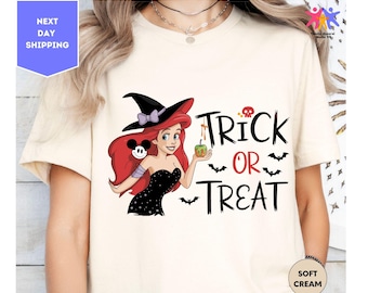 Halloween Ariel Shirt, Trick or Treat Shirt, Halloween Ariel Mermaid Shirt, Princess Halloween Shirt, Halloween Disney Shirt, Halloween Tee