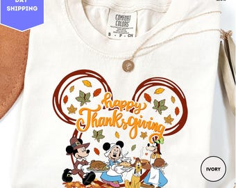 Comfort Colors Mickey And Friends Thanksgiving Shirt, Disney Thanksgiving T-Shirt, Happy Thanksgiving Shirt, Gift For Thanksgiving