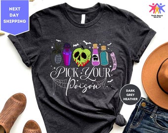 Disney Pick Your Poison-shirt, Halloween Disney-schurkshirt, Kuzco Poison-shirt, Poison Apple-shirt, Disneyland Halloween-shirts
