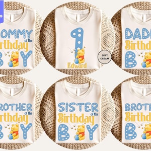 Gepersonaliseerde Winnie de Pooh verjaardagsshirt, familie bijpassende Winnie de Pooh shirts, Pooh Bear verjaardag familie shirts, verjaardagsshirt