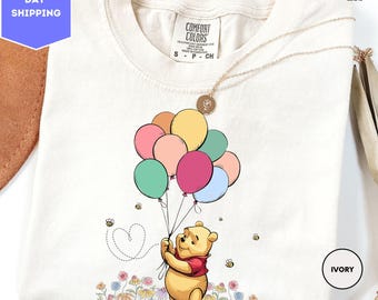 Comfort Colors Winnie The Pooh and Friends Shirt, Winnie The Pooh Shirt, Pooh Balloons Shirt, Disney Pooh T-Shirt, Cute Pooh Bear Shirt