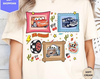 Coquette Bow Bracelet Disney Cars Shirt, Lightning McQueen Mater Doc Hudson Sally Carrera Birthday Cars Family Shirt, Disney Girl Trip Shirt