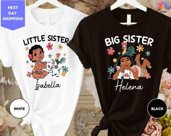Disney Moana Big Sister Little Sister Shirt, Personalized Big Sister Shirt, Custom Little Sister Shirt, Sisters Matching Shirts, Sisters Tee