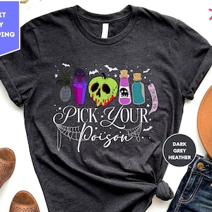 Disney Pick Your Poison-shirt, Halloween Disney-schurkshirt, Kuzco Poison-shirt, Poison Apple-shirt, Disneyland Halloween-shirts
