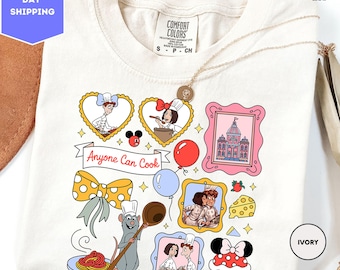 Comfort Colors Coquette Bow Disney Ratatouille Little Chef Remy Shirt, Anyone Can Cook Remy Girly Shirt, Disney Ratatouille Paris Shirt
