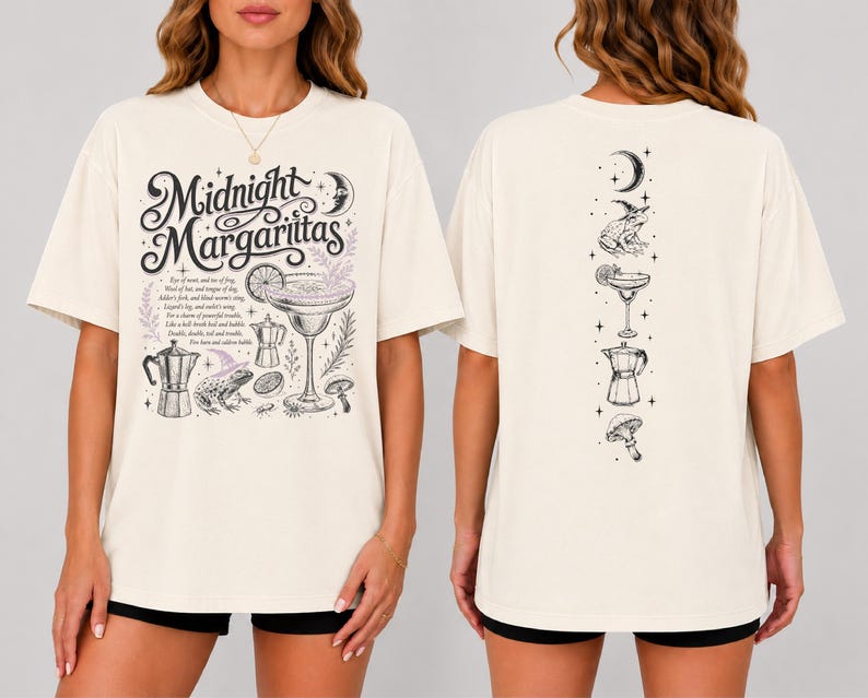 Vintage Midnight Margaritas Shirt, Practical Magic Tee, Retro Halloween Movie Shirt, Girls Tequila Shirt, Spooky Season Gift 画像 1