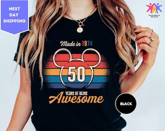 Disney Birthday Shirt, 50 Years Of Begin Awesome Mickey Head Shirt, 50th Birthday Shirt, Disneyland Birthday Tshirt,Birthday Gift Disney Tee