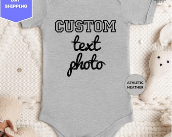 Personalized Kids Text T-Shirt, Childrens Custom Photo T-Shirt, Custom Name Baby Shirt, Custom Baby Bodysuit Shirt, Custom Text Kids Shirt