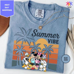 Comfort Colors Disney Mickey and Friends Retro Summer Vibes Shirt, Disney Beach Vacation Shirt, Disney Family Summer Vacation Matching Shirt