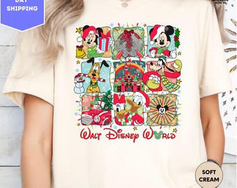 Mickey And Friends Merry Christmas Shirt, Disney Epcot Christmas Shirt, Disneyland Xmas T-Shirt, Disneyworld Family Holiday Trip Shirt