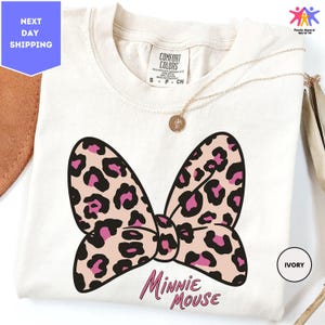 Comfort Colors Disney Minnie Mouse Leopard Bow Minnie Shirt, Disneyland Family Matching Shirt, Magic Kingdom Tee, WDW Epcot Theme Park Shirt