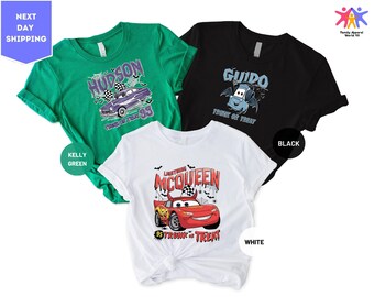 Personalized Lightning Mcqueen and Friends Halloween Shirt, Cars Halloween Shirt, Mcqueen Halloween Shirt, Disney Halloween Family Shirt