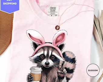 Comfort Colors Funny Raccoon Shirt, Easter Bunny Shirt, Easter Raccoon Shirt, Funny Easter Gift Shirt, Animal Lover Gift, Easter Meme Shirt