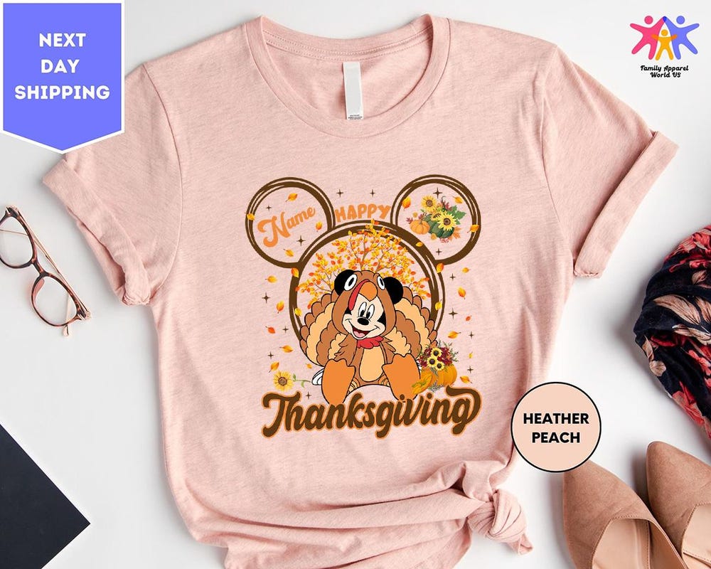 Snorider Design Custom Mickey Turkey Disney Happy Thanksgiving Shirt, Disney Thanksgiving Turkey Shirt, Turkey Thanksgiving Shirt, Happy Thanksgiving Shirt