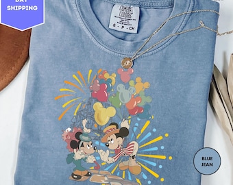 Comfort Colors Mickey And Minnie Shirt, Mickey Balloons T-Shirt, Mickey & Minnie Couple Tees, Couple Matching Shirts, Disneyland Trip Shirt