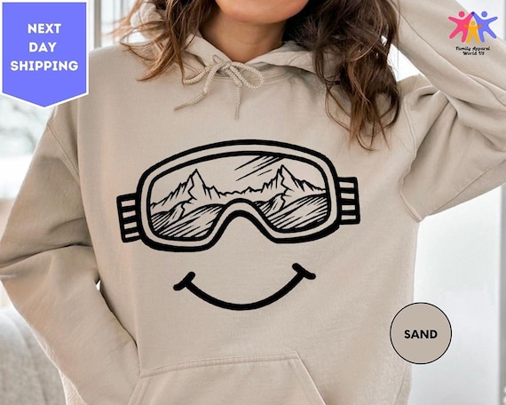 Ski Hoodie, Snow Glasses Hoodie, Snow Boarding Hoodie, Winter Hoodie, Outdoorsy Hoodie, Mountain Hoodie, Snowboarding Hoodie, Holiday Hoodie
