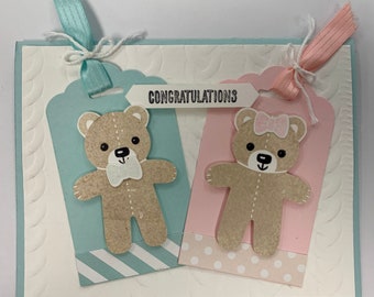 Twin Babies Congrats Card