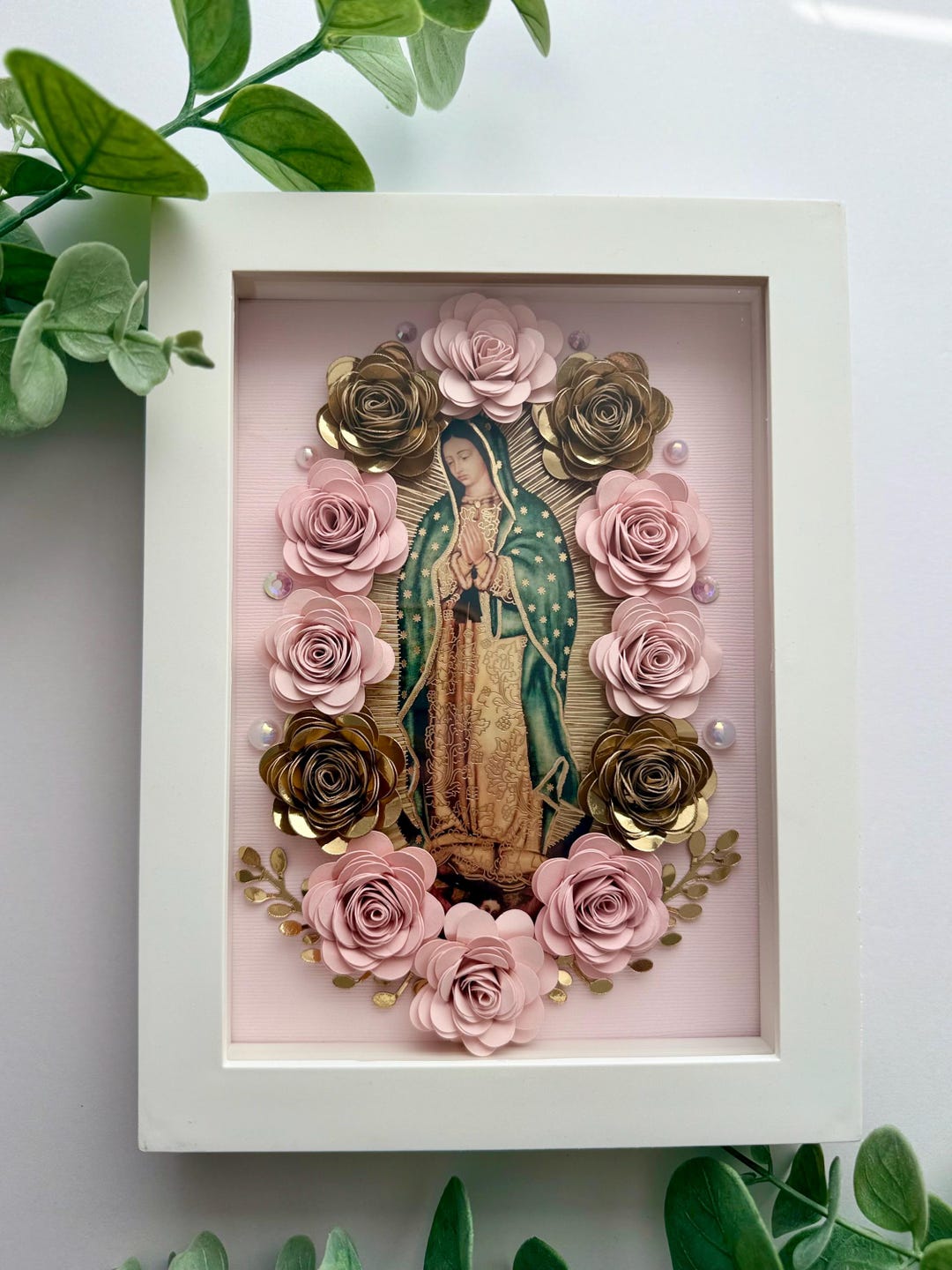 Holz-Gebetsbox Virgen De Guadalupe – Handgefertigt In Mexiko – Für Rosenkranz & Schmuck – Mit Samtfutter