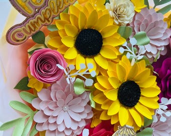 Paper flowers bouquet with sunflowers