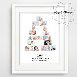 Presente personalizado para impressão de letras do alfabeto, nome do bebê, colagem de arte digital, memória fotográfica, presente de aniversário, arte, nome do bebê, caseiro