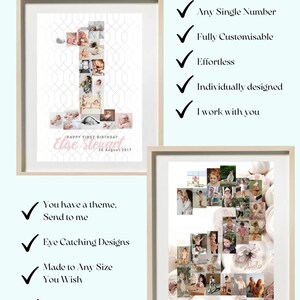 Personalisiertes Baby erstes Jahr, Nummer EINS, Ein Jahr alt, Meilenstein 12 Monate Foto Poster 1. Geburtstag Fotocollage Kunstwerk Geschenk