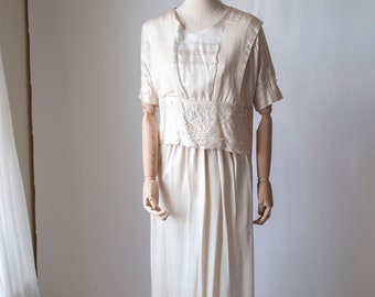 Antique 1910's Cotton Sateen Bridal Dress