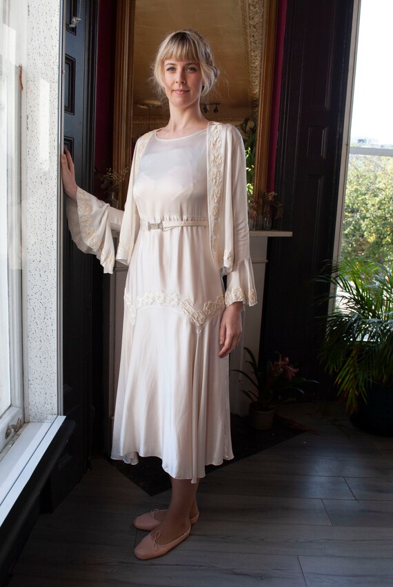 Vintage 1930's Silk Satin Three Piece Bridal Set w