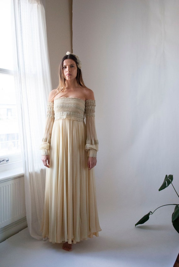 Vintage 1970's Jean Varon Silk Chiffon Dress Set