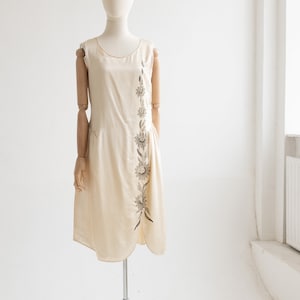 Vintage 1920's Cotton Sateen Embroidered Bridal Dress