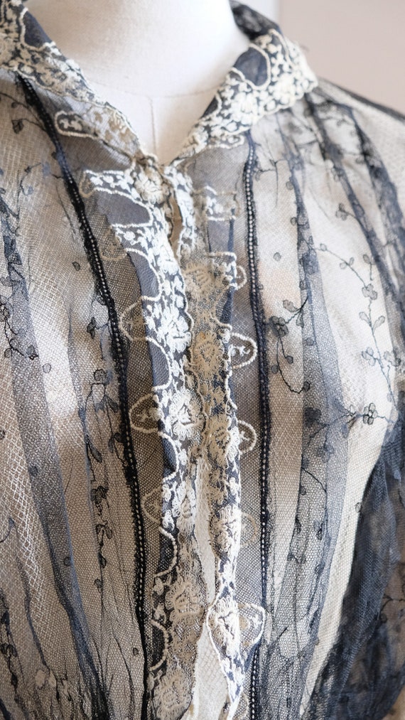 Antique Edwardian 1900's Net and Lace Blouse/ Bod… - image 10