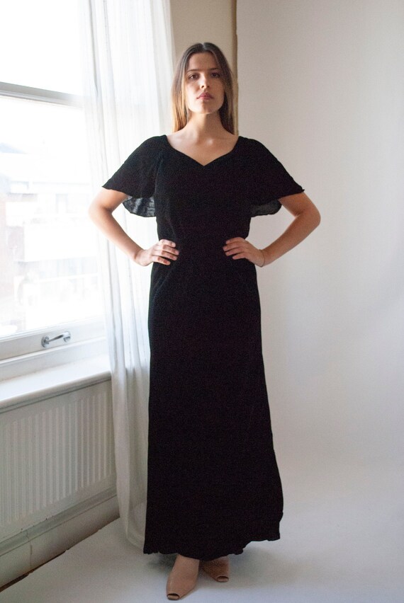 Vintage 1930's Silk Velvet Couture Evening Gown