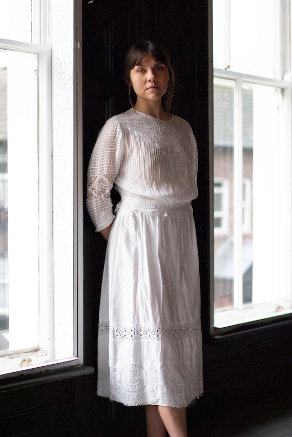 Antique Edwardian Broderie Anglaise Skirt