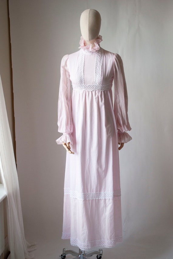 Vintage 1970's Jean Varon Printed Prairie Dress wi