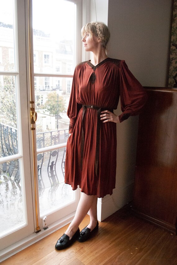 Rare Vintage 'Jean Muir' Suede and Silk Jersey Dre