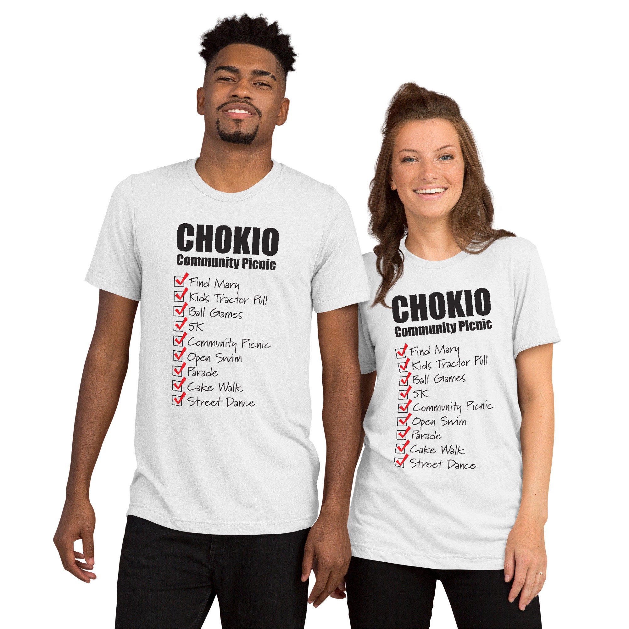 Chokio Community Picnic Check List Short Sleeve Tshirt Etsy