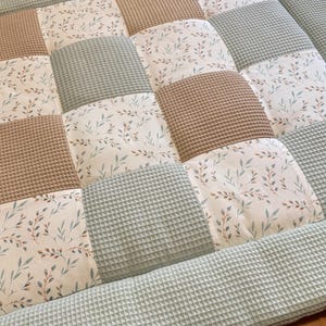 Manta para gatear, manta para bebé, manta de patchwork, amentos de sauce, gofre piqué