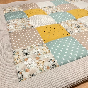 Crawling blanket/baby blanket/patchwork blanket/safari/110x110