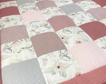 Crawling blanket baby blanket patchwork blanket magnolia waffle pique
