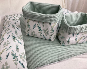 Conjunto de 3 peças/1 trocador/2 caixas organizadoras, eucalipto