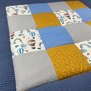 Crawling blanket baby blanket patchwork blanket rainbow 100x100 blue