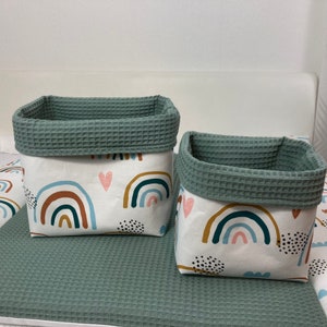 Set of 2 Utensilos, fabric baskets, storage baskets, changing mats, baby equipment rainbow
