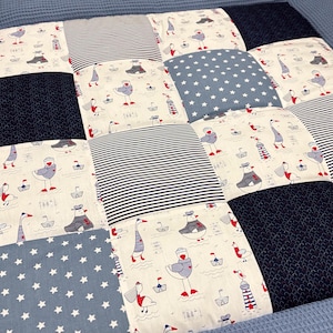 Crawling blanket / baby blanket / patchwork blanket / maritime / 100x100
