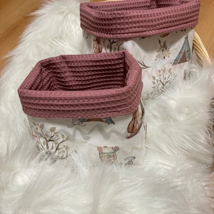 Set of 2 Utensilos, fabric baskets, storage baskets, changing mats, baby equipment Waldfreunde