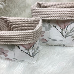 Set of 2 utensils, fabric baskets, storage baskets, magnolias