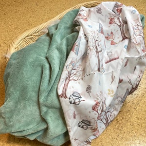 Baby blanket / cuddly blanket / bamboo terry cloth / forest friends / 80x70