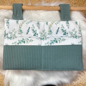 Bed utensils / bed bag / bed organizer eucalyptus waffle pique green
