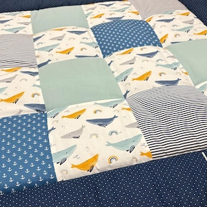 Crawling blanket / baby blanket / patchwork blanket / maritime / choice / 100x100 / dark blue