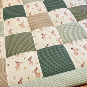 Crawling blanket baby blanket patchwork blanket rabbit light old mint
