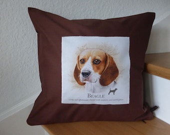 Kissenhülle 'Beagle', Geschenk Hundefreund, Handarbeit, genäht, Unikat, hessmade